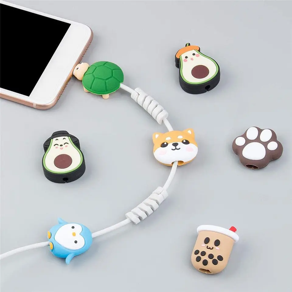 USB káblový ochranca pre iPhone PVC Cartoon Plug Ochranta Mini Užitočné káblové kábel