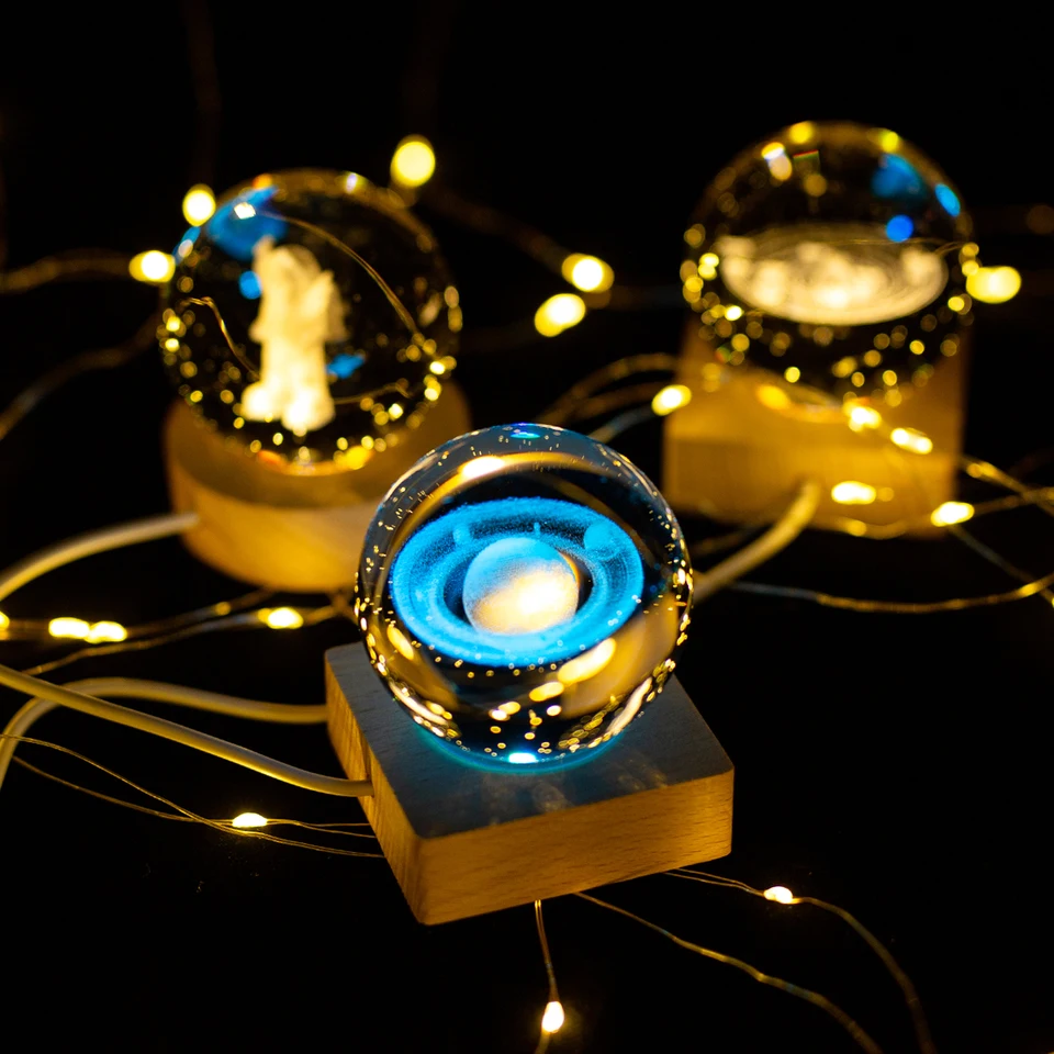 USB LED LED 3D Crystal Ball Night Light Moon Galaxy Galaxy Projectors Spálňa dekor lampa nočné svetlo kreatívne darčeky pre deti dekora