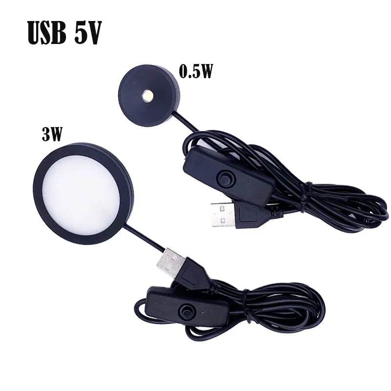 USB LED Mini Spotlight 5V okrúhly povrchový držiak na skrinku zobrazenie Small Svetelné svetlo Svetelné svetlo Domá