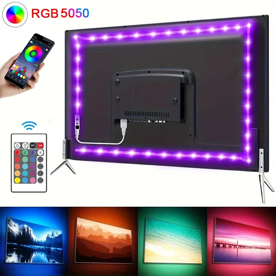 USB LED pásové svetlá Bluetooth Control SMD 5050 LED svetlá pre TV Flexibilnú stuhu RGB LED páska Self-pasívne TV podsvietenia
