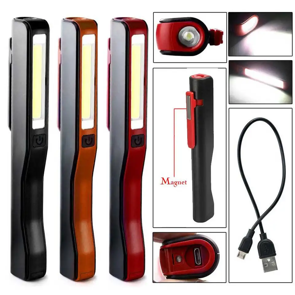 USB nabíjanie Mini COB LED baterka Prenosná dobíjateľná magnetická pero Light Clip Torch Work Light Inspection Lamp pre vonkajšiu stranu