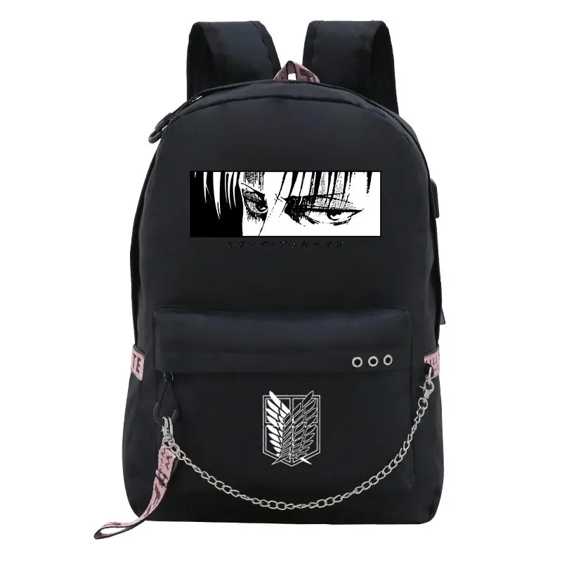 USB nabíjanie školskej tašky Anime Attack na Titan Bookbag Shingeki no Kyojin Anime Kawaii laptop School batoh Sac a DOS