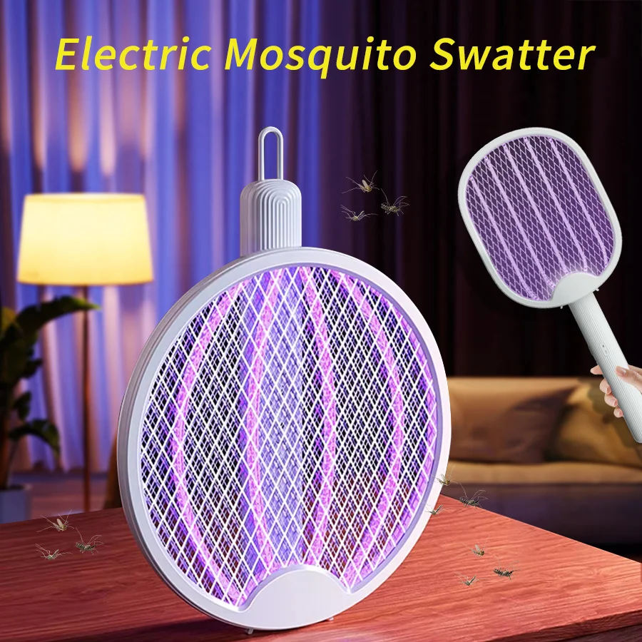 USB nabíjateľná elektrická elektrická zabijáka komárov Skladacia raketa proti komárom Fly Swatter Trap zabijáka hmyzu s UV ľahkým chybou Zapper