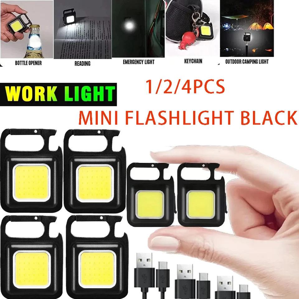 USB nabíjateľná koborka Work Work Light Multifunkčná mini LED baterka pre kontrolu kempingu Keychain Kľúčový skrutkovač Svetlo