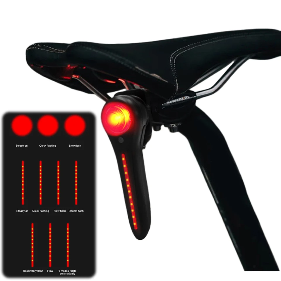 USB Nabíjateľná LED bicykel chvost TACH OBLASTI Vodotesná brzdová snímanie zadných svetiel Bicykel BEZPEČNO