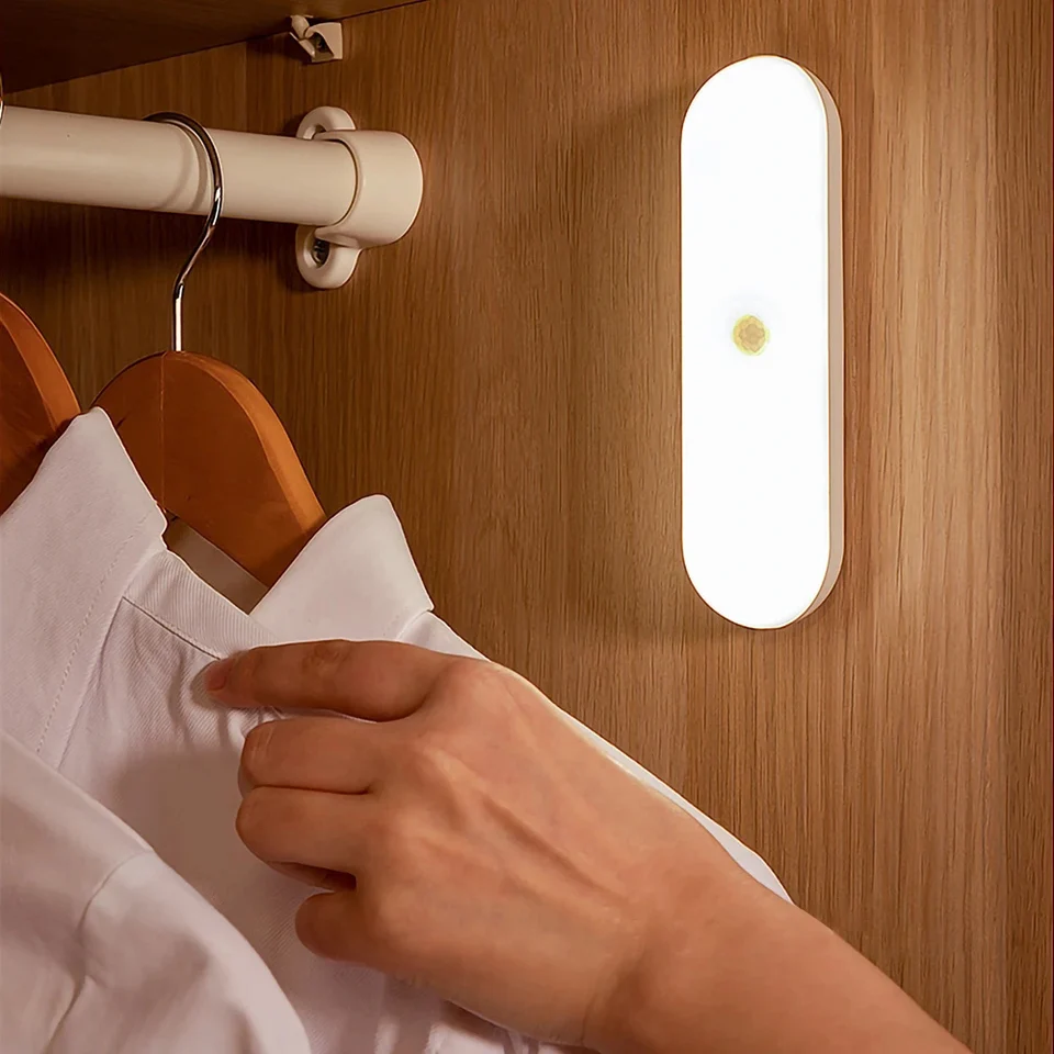USB nabíjateľné pod skrinkou Lights Lights Smart Motion Sensor LED stmievateľné nočné svetlo pre kuchynskú skrinku šatníky schody osvetlenie