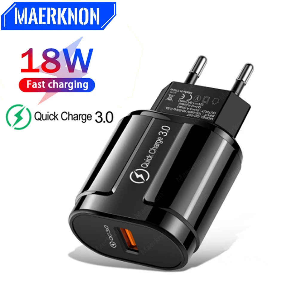 USB nabíjačka 18 W rýchle nabíjanie mobilného adaptéra pre iPhone Samsung Xiaomi Huawei Prenosná nabíjačka s rýchlym nabíjaním USB