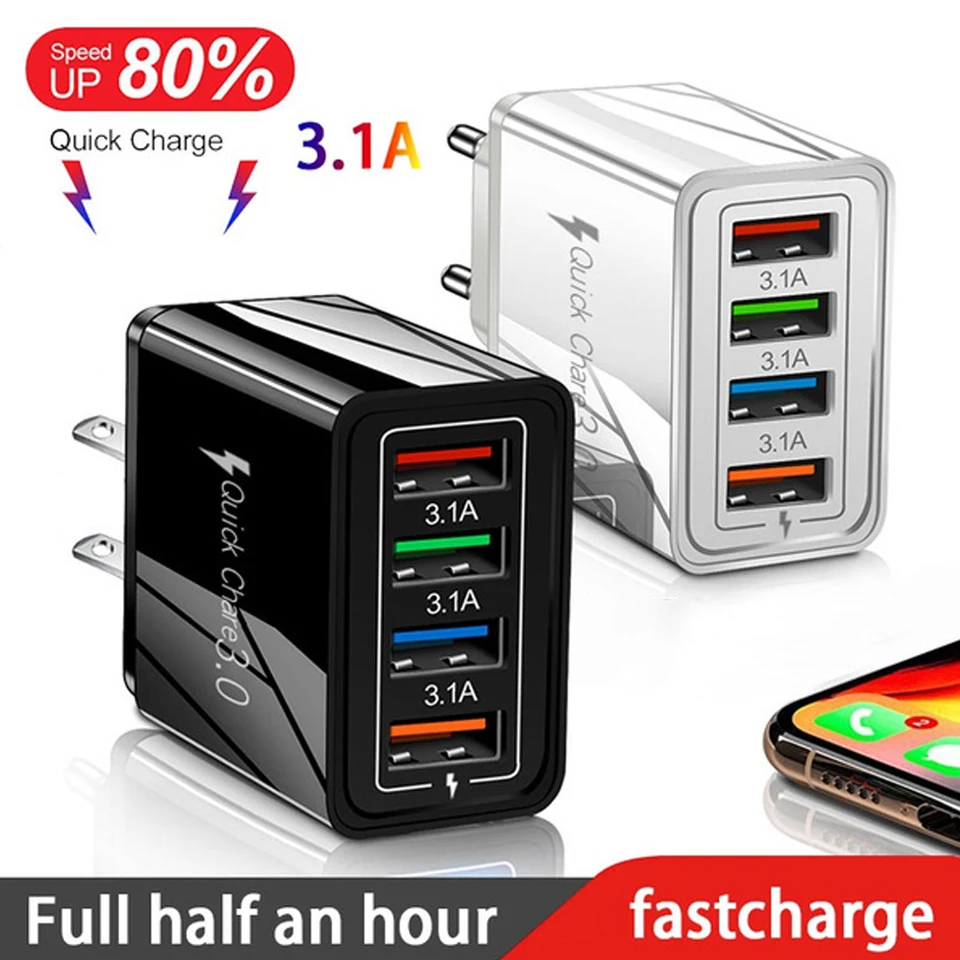 USB nabíjačka rýchly poplatok 3.0 prenosný adaptér pre tablet pre iPhone14 13 12 11 Pro Max Wall Mobile nabíjačka EÚ/US