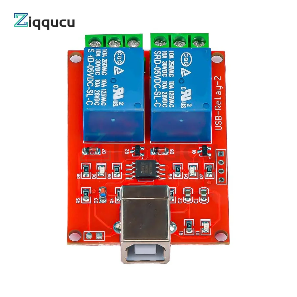 USB Relay 2 -kanálový programovateľný modul riadenia počítača pre Smart Home Controller Board DC 5V 250V 10A