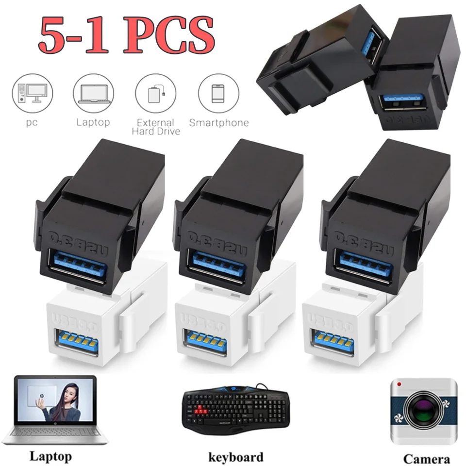USB to USB adaptér ženský k ženskému konektoru pre panel na výstupe do dosky USB 3.0 Keystone Jack vložky ľahká inštalácia