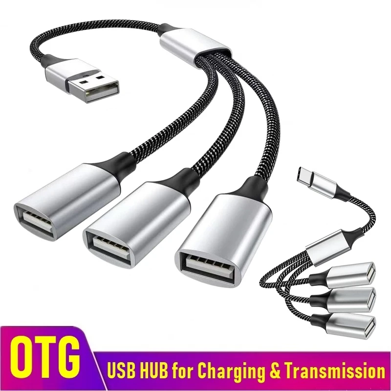 USB Typ C až 3 USB 2.0 Hub Dual 4 Ports Multi Splitter Adapter OTG OTG pre PC povrchové príslušenstvo pre prenosný počítač USB A rozšírenie výkonových údajov