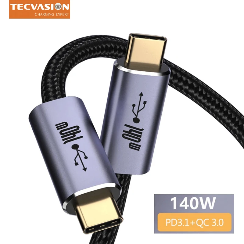 USB Typ C až USB C 3.1 Gen2 Typ kábla C PD 140W 5A QC3.0 Rýchle nabíjacie kábel pre MacBook PRO 4K 60 Hz Video Braid kábel