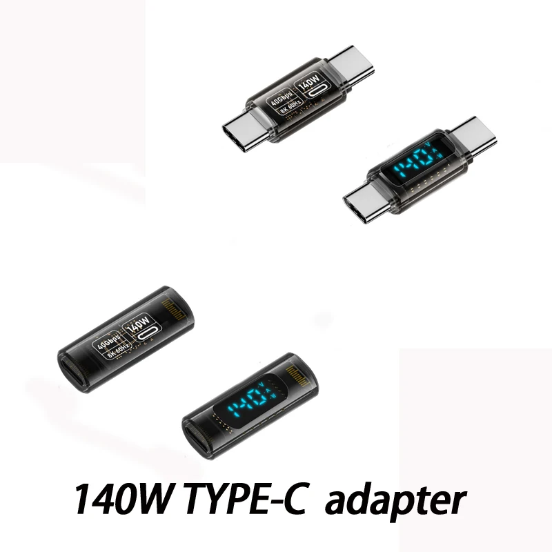 USB Type C Adaptér ženský pre prenosný konvertor prenosný prenosný adaptér nabíjania USB-C Sync adaptér typu C kábel 140W s LED svetlom