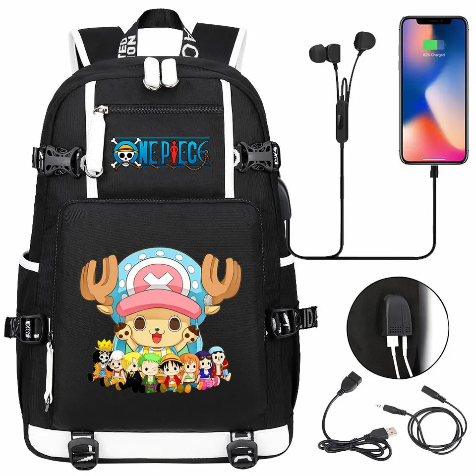 USB tínedžery školy Schoolbags Ženy Men prenosné cestovanie jeden kúsok batoh študent Luffy Book Bags späť do školy anime mochila