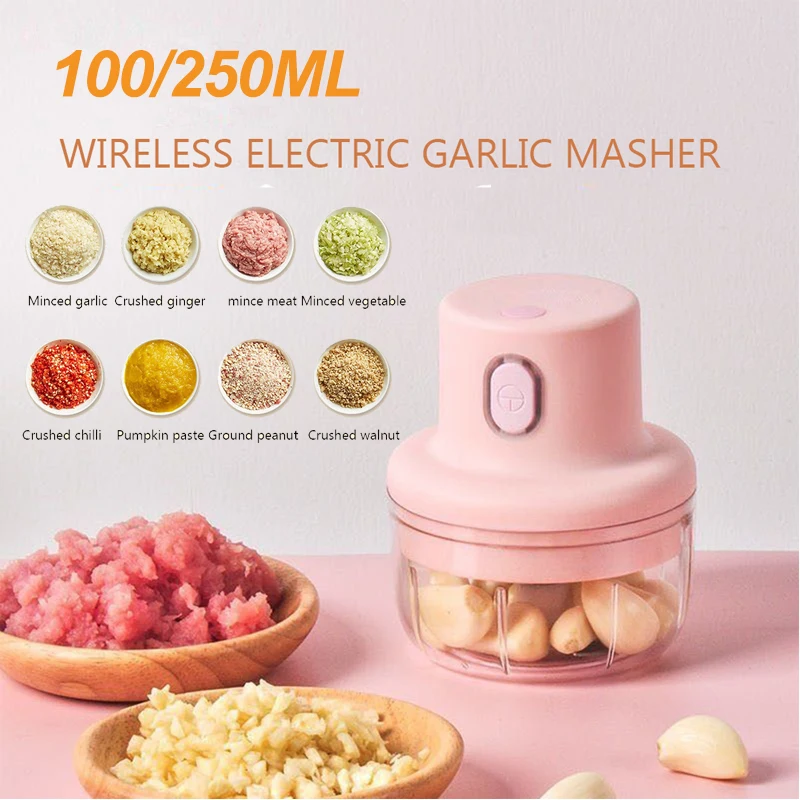 USB Wireless Electric Cesnak MASHER robustný tlač Mincer Zelenina chilli mäsové mlynčeky jedlo pre zmesi kuchynský náradie procesor