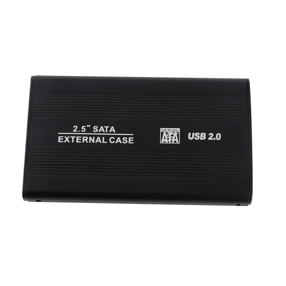 USB2.0 Prenosný puzdro na pevný disk 2,5 palca Externý kryt HDD USB2.0 Hliníková zliatina zliatiny Shell Black nezahrňte pevný disk