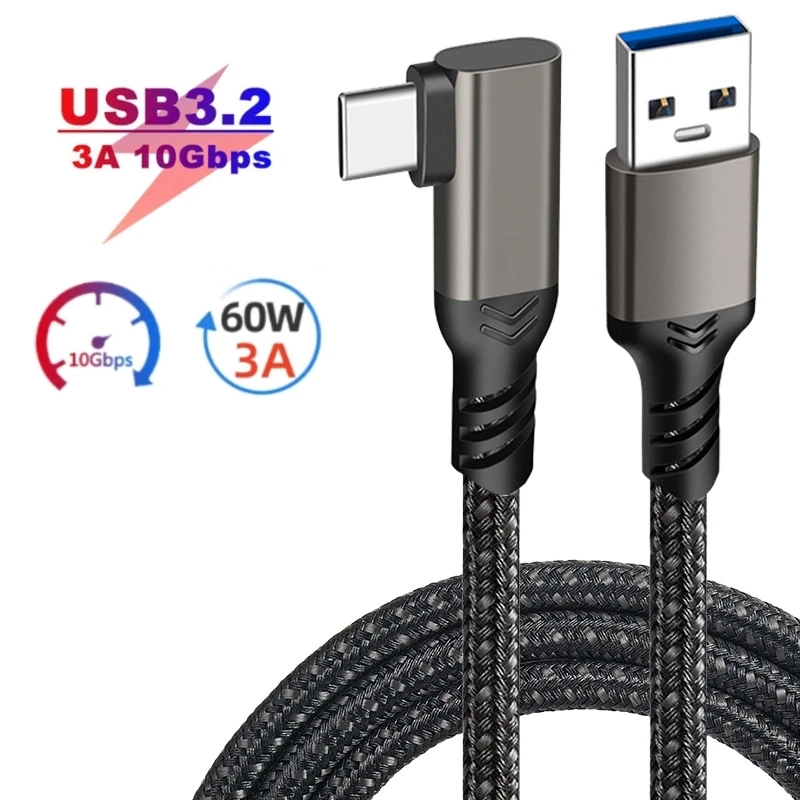 USB3.2 10 Gbps kábel USB Typ A do USB C 3.1/3.2 Gen 2 Káblové údaje Prenos USB C SSD Kábel pevného disku 3A 60W QC 3.0 Rýchle nabíjanie
