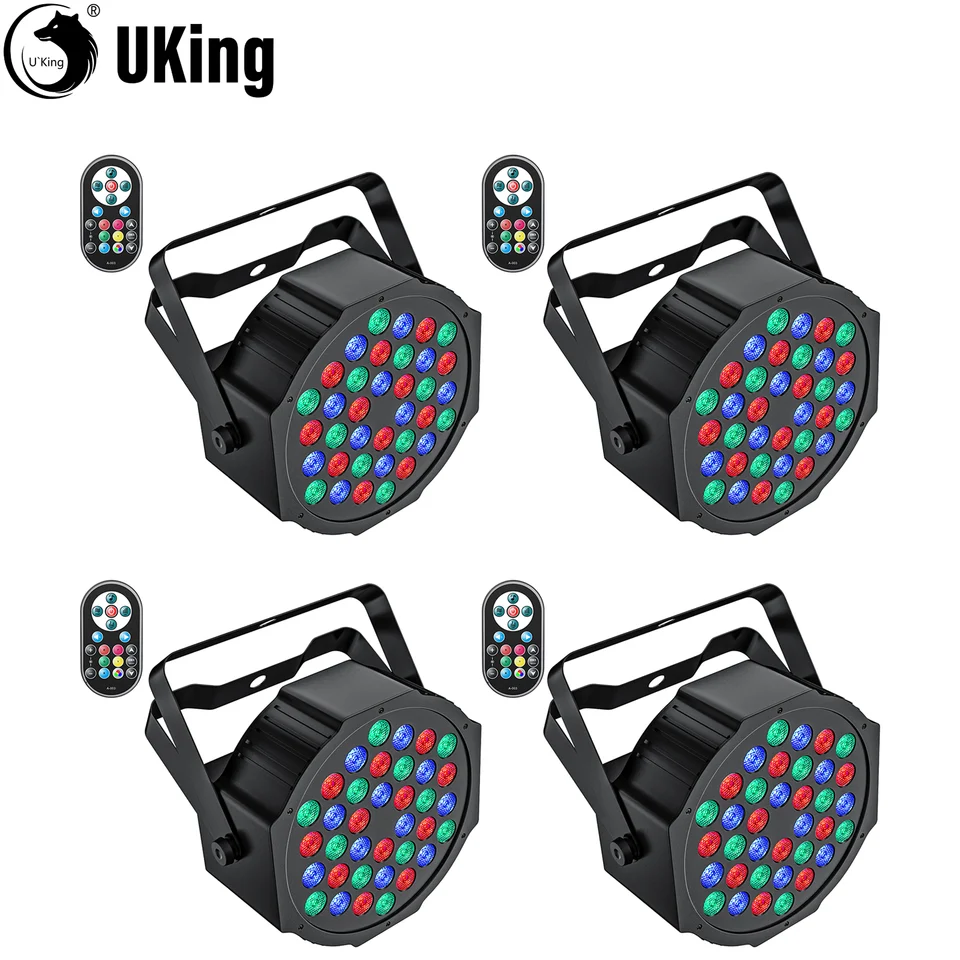 Usily 4ks Par Lights Svetlo Svetlo s 36led RGB Uplight DMX Control Stage osvetlenie Indoor Indoor pre DJ Disco vianočné svadobné večere