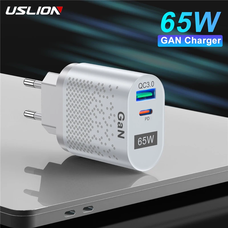 Uslion Gan USB nabíjačka typu C Rýchla nabíjačka pre iPhone 13 Pro Quick Charge QC3.0 PD USB C Nabíjací adaptér pre Xiaomi Redmi Poznámka 11