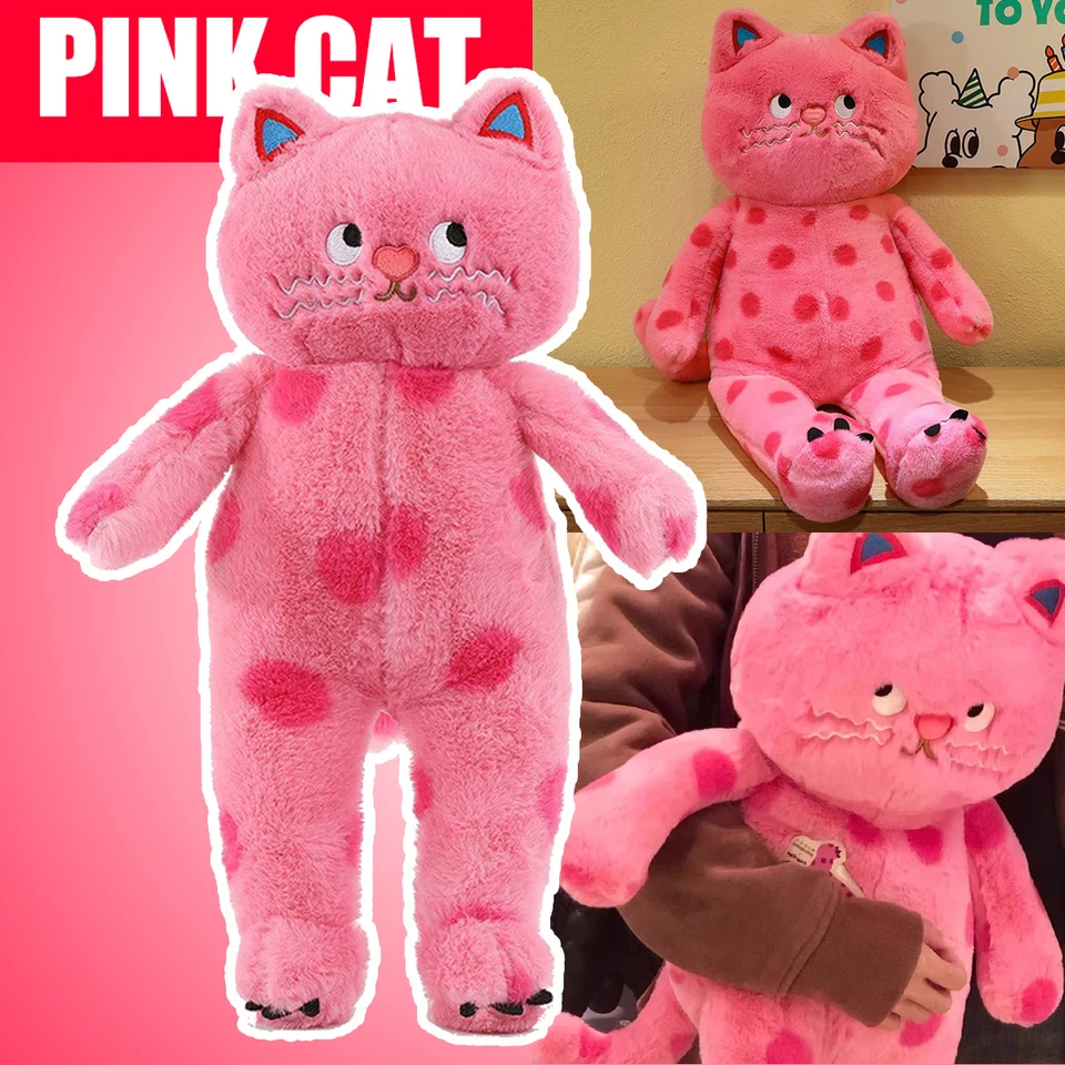 Usmievavé zvieratky plyšová hračka Pink Polka Dot Plush Cat Pluff Plush Doll Decorácie mäkká náplň