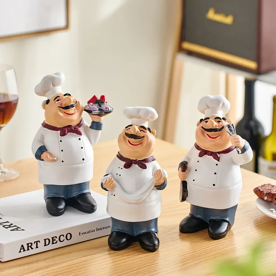 Usmievavé šéfkuchár Figuríny Karikatúra postavy sochárske remeslá Folk Art Ozdoby stolové doplnky dekorácie Domáce dekorácie remeselnícke darčeky