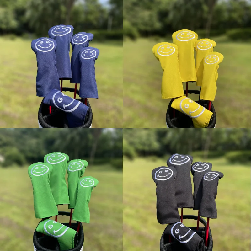Usmievavý golfový klub #1 #3 #5 Drevené hlavy pokrývajúce vodičské plavebné kryty kryty putter