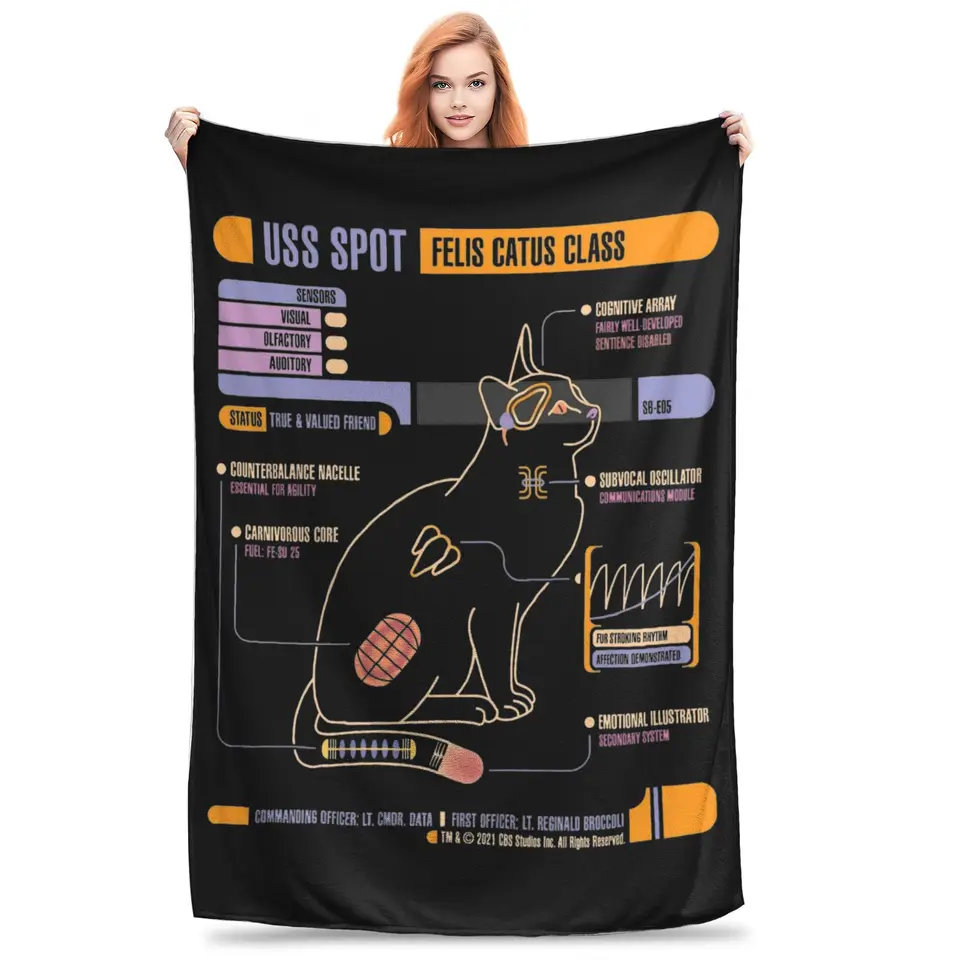 USS SPOT CAT hviezdy TREKS HAD DRES pre gaučovú pamäť alfa fuzzy mäkká plyšová prikrývka 50x60 palcov viacerých posteľných postele