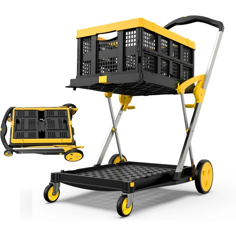 Utility CART, 200 lb nákupné košík na nákup košíka prepravky Multifunkčný skladací vozík, skladacia platforma ručná bŕzd