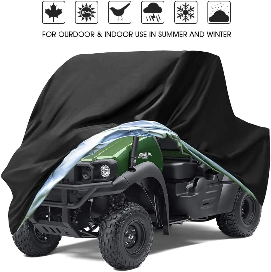 UTV pokrýva bok po bočnom pokrytí nepremokavé vonkajšie skladovanie nepremokavá čierna pre Honda Pioneer Polaris Ranger chráni slnečný prach dažďa