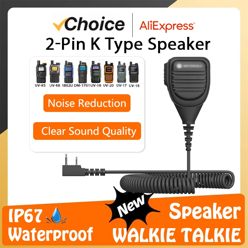 UV-32 reproduktor Mic vreckový mikrofón Single Ptt 2-Pin K Typ kompatibilný s baofeng K5 plus Quansheng UV K5 UVK6 Two Way Radio Radio