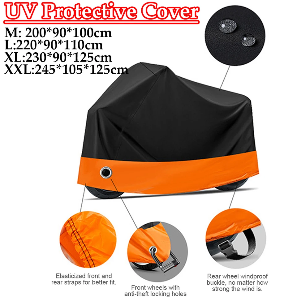 UV ochranný kryt Coat Waterproof Dust odolný voči vonkajšiemu vonkajšiemu pokrytiu motocyklových bicyklov Rain Cover pre celú sezónu