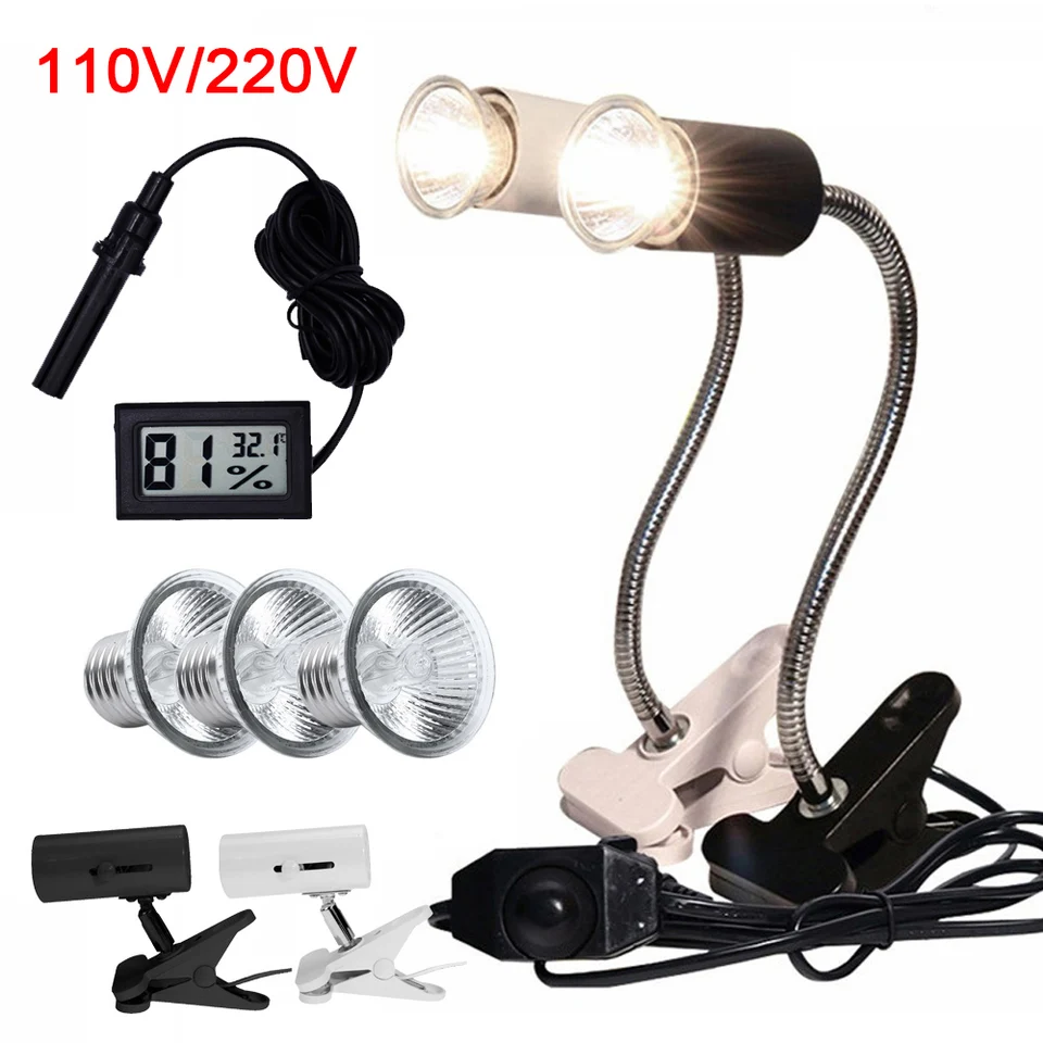 UVA+UVB 3.0 Reptile Light Set Clip-On Držiak držiaka žiarovky Terbomer hygrometra korytnačky korytnačky Lizard Sunlight Basking Tepelné svetlo