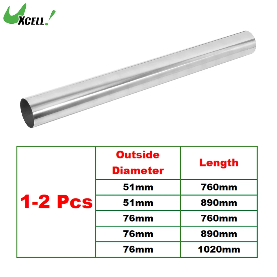 Uxcell 1pc Straight 76 mm 89 mm 102 mm OD 760-1140 mm dĺžka viacúčelovej trubice TREAP RUP T304 Nerezová oceľ T304