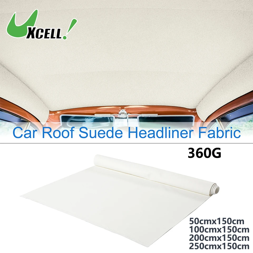 UxCell 360G Headliner Tkanina Interior Tress Diy Strešná náhrada výmena za auto RV SUV čln automobilový semišový semiš biely
