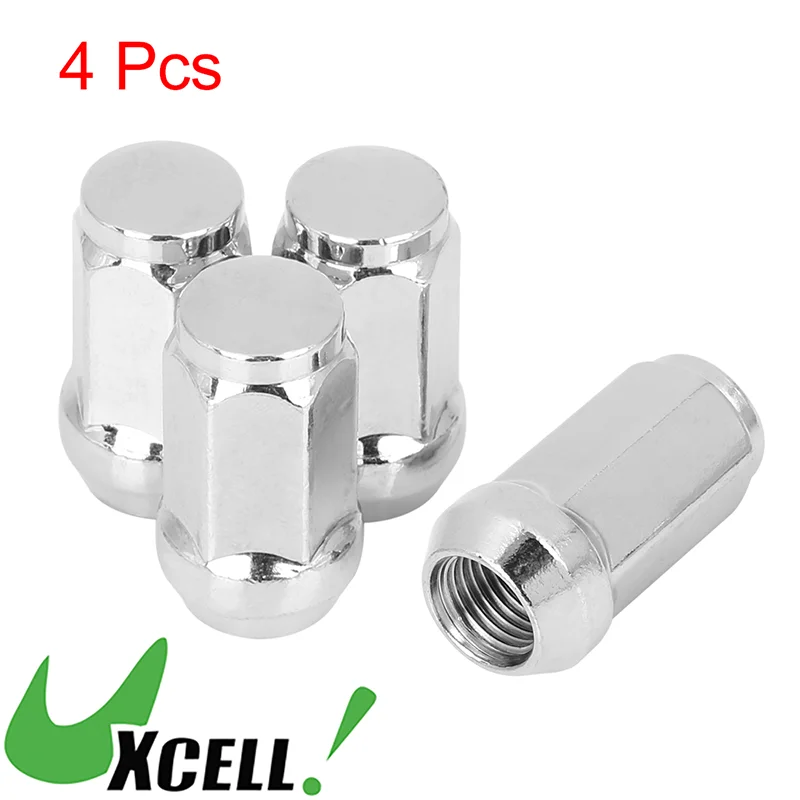 Uxcell 4 ks M14x1.5 KOLÉ OBLASTI KOLES KOLES Chrome Bulge Acorn HEX HEX HEX HEX OHORSKÉ NUSTO
