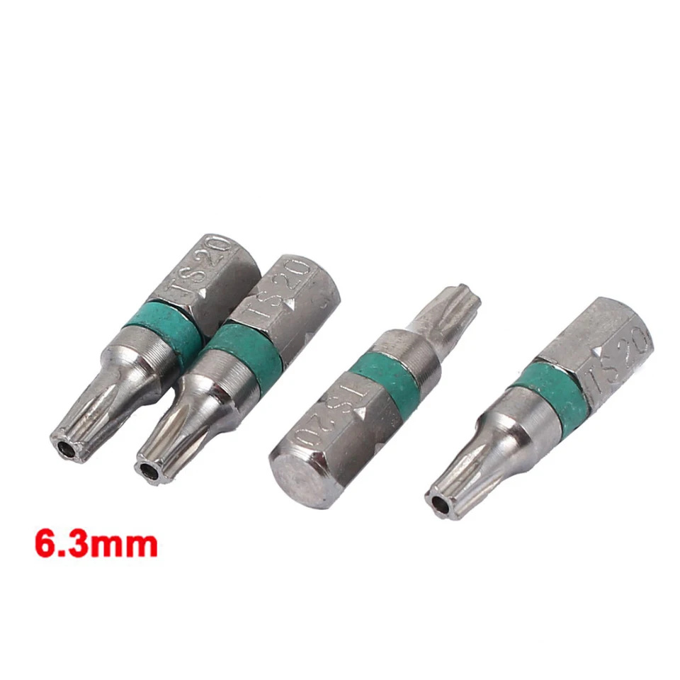 UXCell 4ks TS20 skrutkovače nastavujú hex DRILL DRILL SCRECTDRIVER BIT Nástroje pre ručné náradie pre domácnosť 25 mm x 6,3 mm
