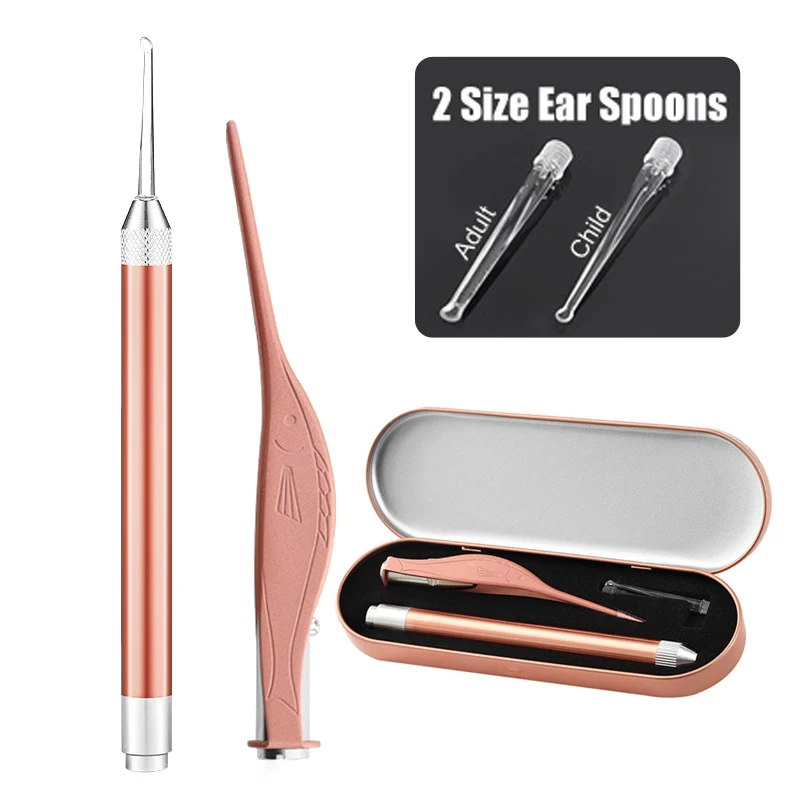 Uši čistič lyžica LED baterka detská ušná vosk curette Picker Visual Endoscope EarPick Booger vosk Remover