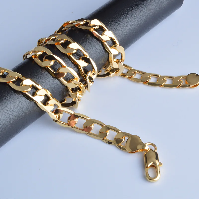 Ušľachtilý 18k Zlatý 20 palcov klasický 8 mm Sideways reťazový náhrdelník pre mužov Vysoko kvalitné šperky darčeky Svadobné doplnky
