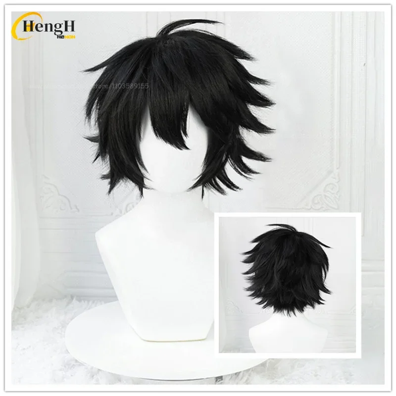 V skladoch syntetickej parochne anime l·lawliet unisex krátke 35 cm čierne cosplay parochňu odolné proti tepelne HALLOWEEN PARTY HALLOWEEN PARTY + parochňa s čiapkou