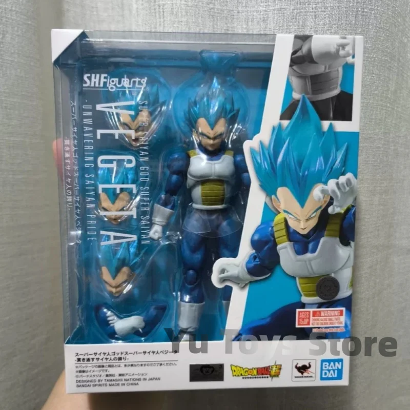 V Stock Bandai Dragon Ball Shfiguarts shf Super Saiyan God Vegeta neochvejné Saiyan Pride Origin Anime Action Figures Darček