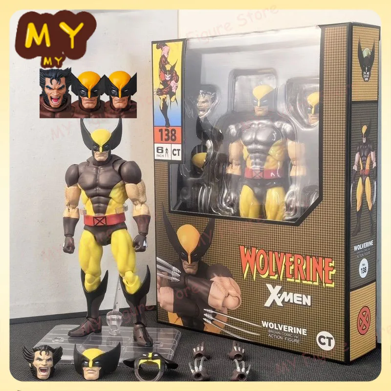 V zásobníkoch CT Toys Mafex 138 Wolverine Figure Brown Comic X-Men Action Figure SHF anime figurín ko modelové hračky vianočné darčeky