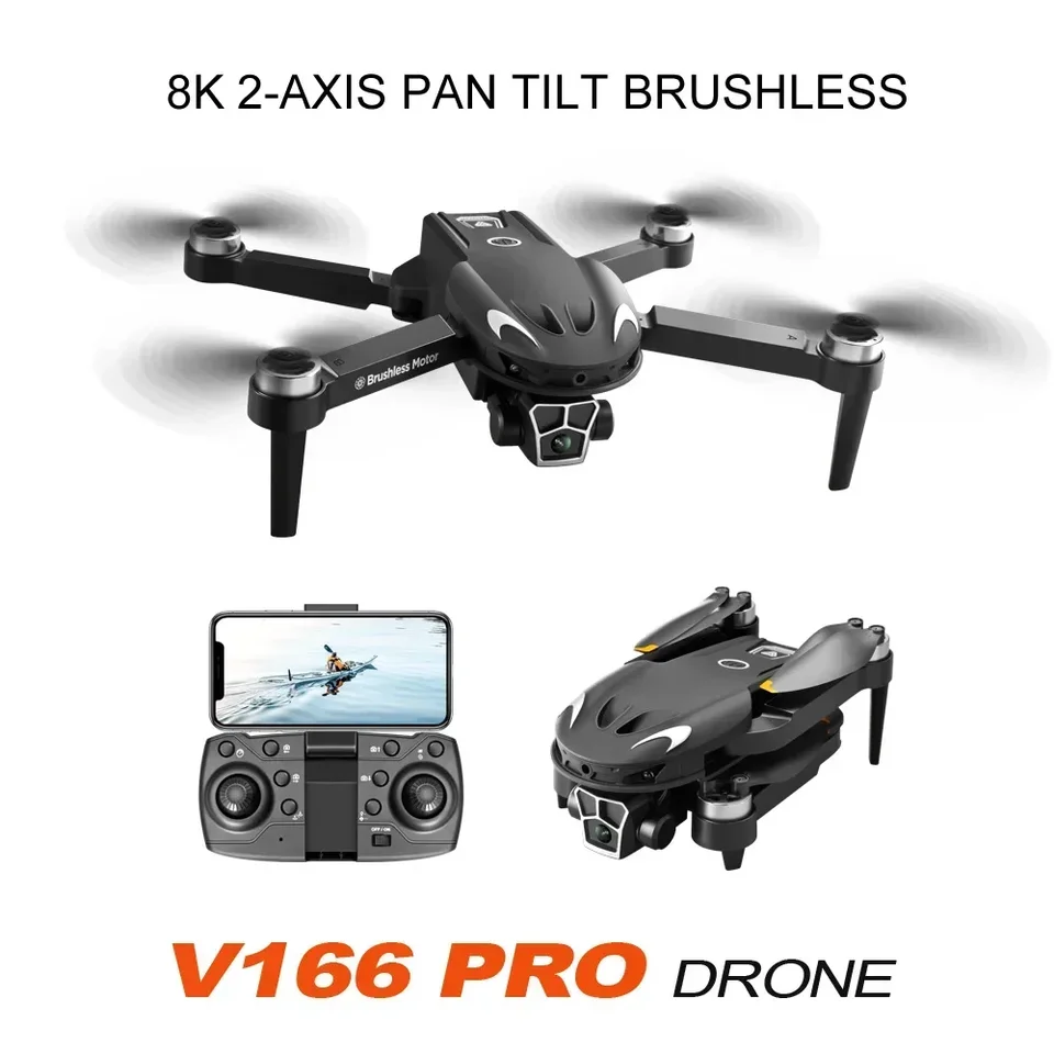 V166 DRONE 8K Profesionálny HD DUAL CAMERA AERIAL FOTOGRAFIA 360 Optický tok Optický tok WiFi dvojosové FPV lietadlá Dron