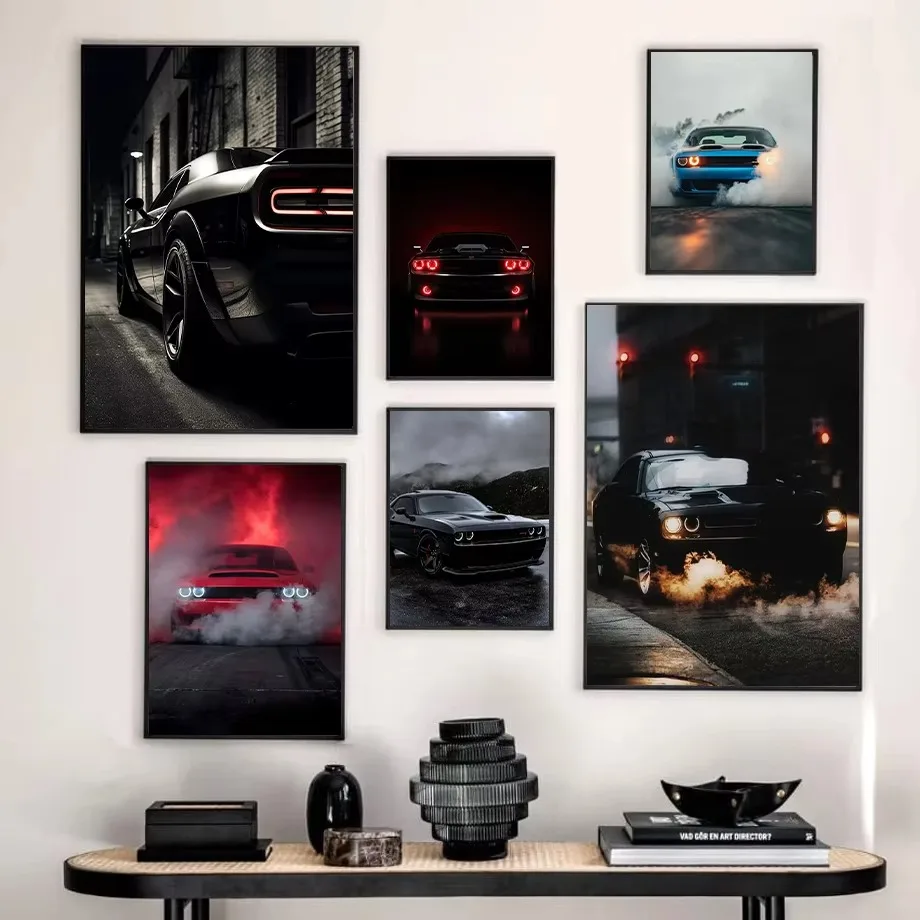V8 závodné autá plagáty super pekné fotografie Dodge Canvas Painting Challenger Wall Art Art Estetic Cool Obývacia izba dekorácia