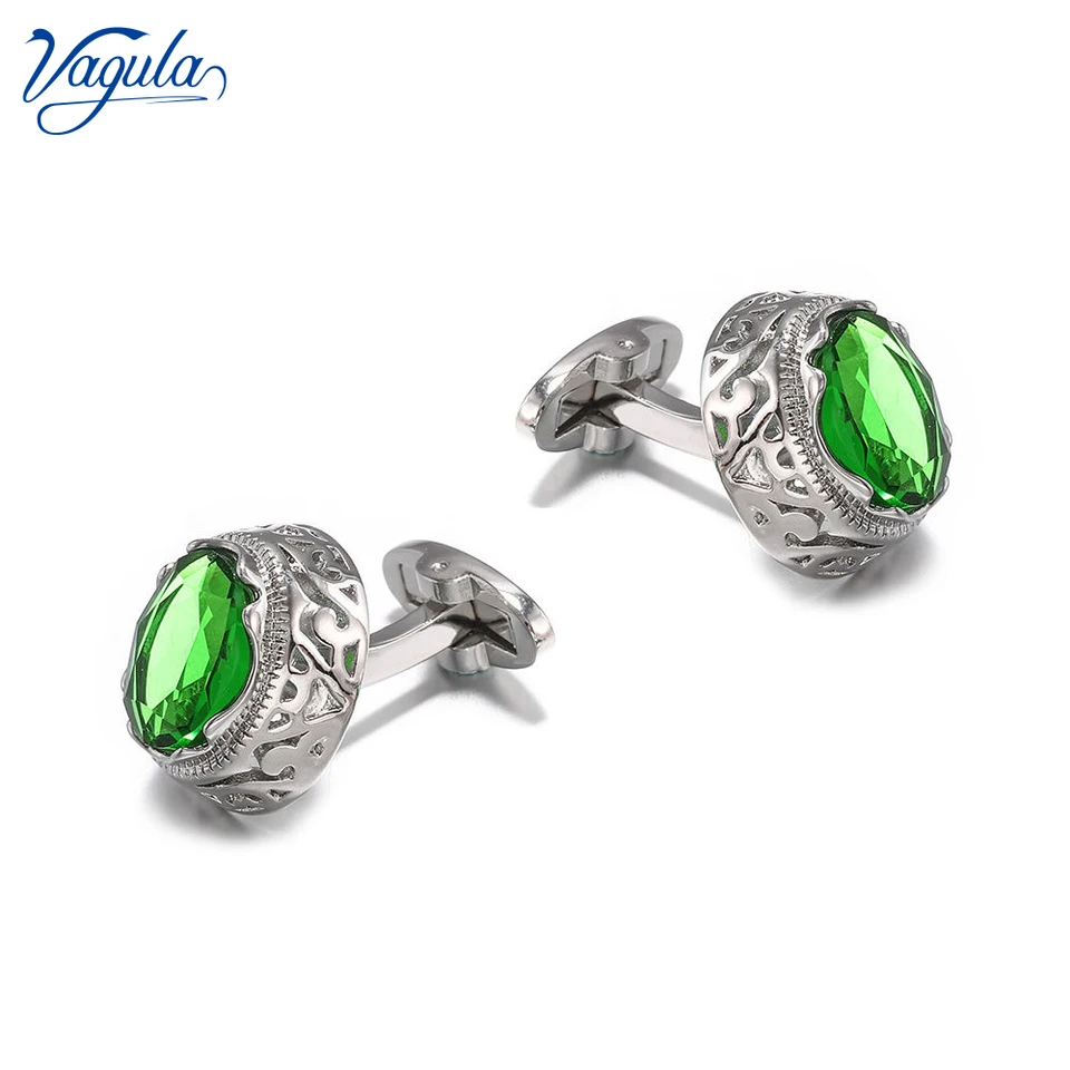 Vagula Gemelos Green Crystal CuffLinks Svadobný darčekový oblek košeľu gombíky manžety 827