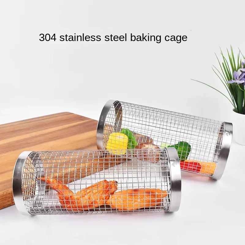 Valcová klietka na grilovanie, klietka na prenosný dymový bubon, otáčanie BBQ