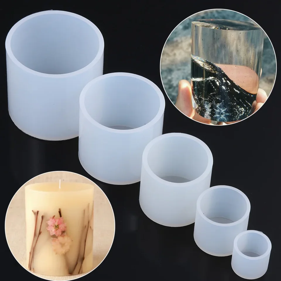 Valcový biely priehľadný silikónový živici sviečka Domáce šperky výroby sukulentov hlinené plesne