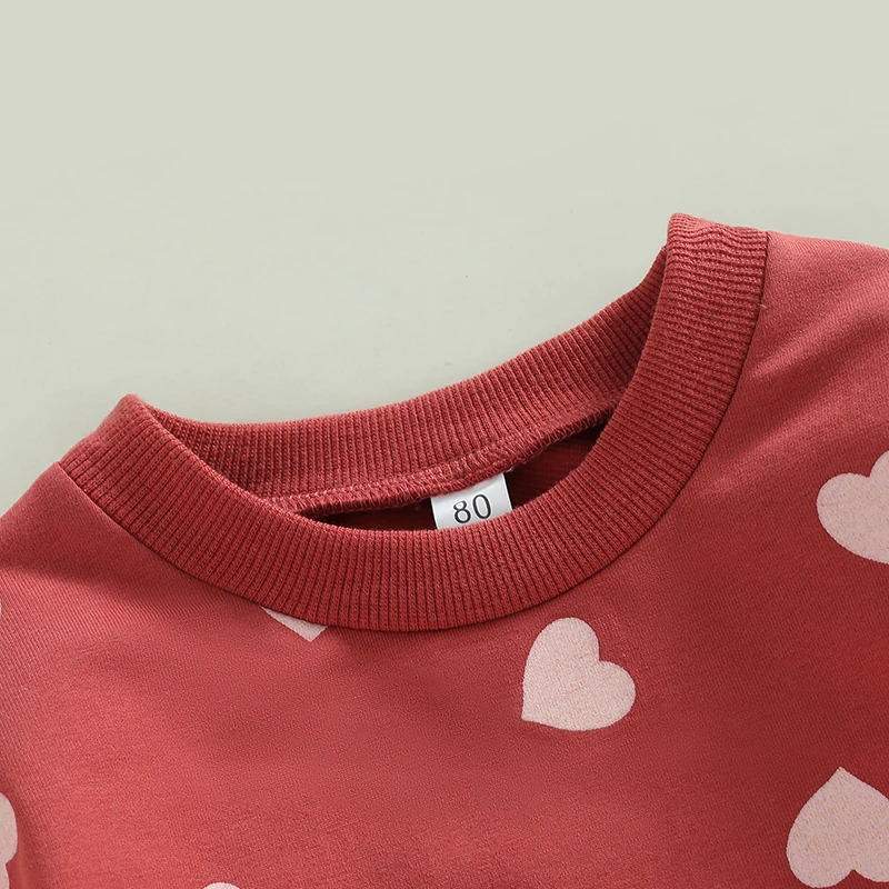 Valentínsky deň chlapci mikina srdiečko tlač posádka krk s dlhým rukávom pre pulvovery TODDLER TOPS