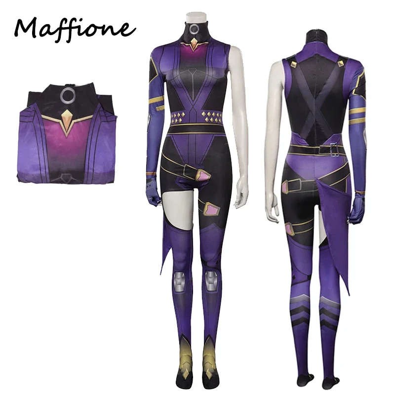 Valerant Reyna Cosplay kostým kostýmov kombinézy oblečenie Ženy Role Play BodySuits Dospelý ženský halloween karnevalový maskovací oblek D2