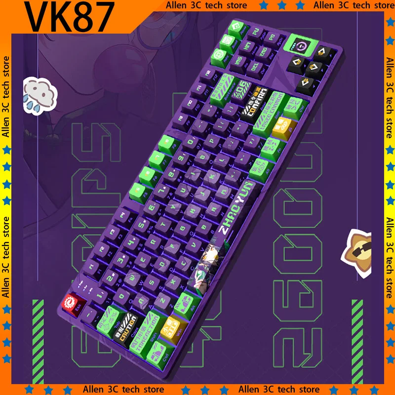 Valkyrie VK87 Zhaoyun Mechanická klávesnica bezdrôtové 3Mode Hot Swap TFT Screen Screen RGB Office Office Office Gamer PC PC Herná klávesnica
