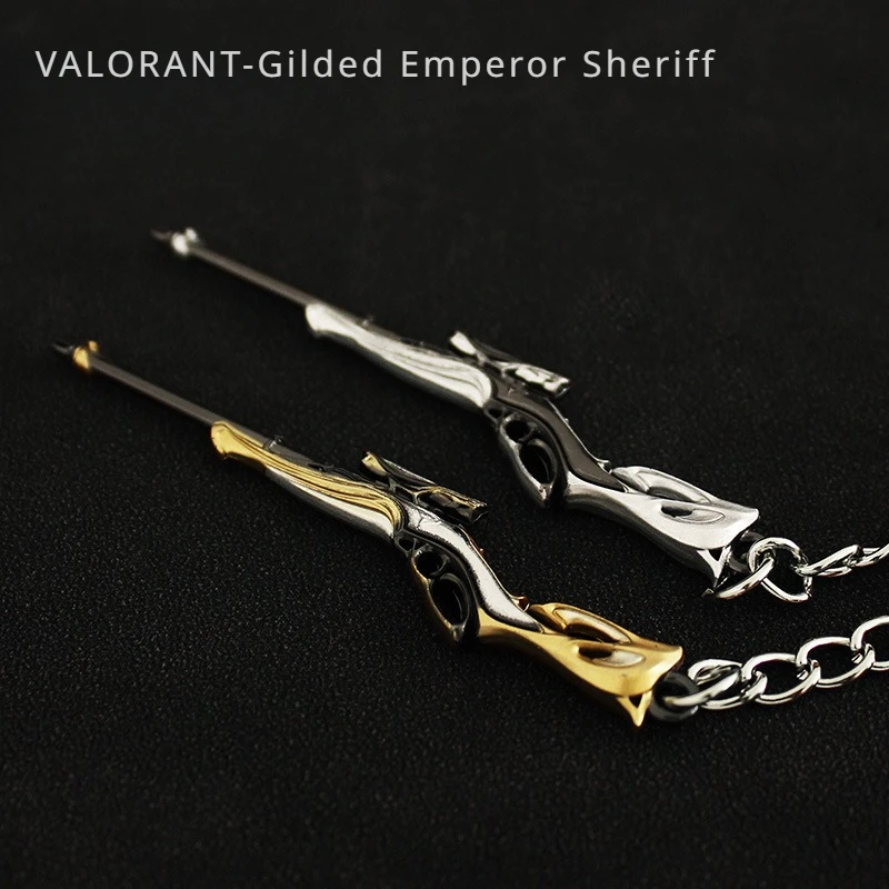 Valožná hra Perifery Mini pozlátený cisár šerif kovový hračky Keychain 8cm prívesok zbraň
